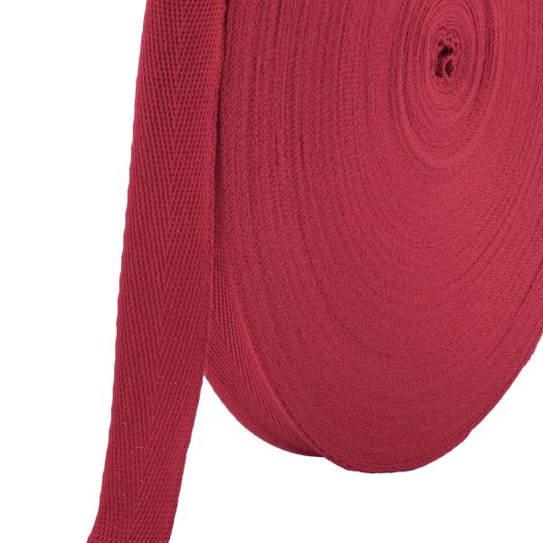 Тесьма (лента) киперная 20 мм / 50 метров, 6 г/м, 100% полиэфир, 27 красный