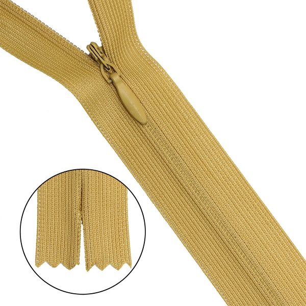 Молния потайная (скрытая) Т3 (3 мм) 1 зам., н/раз., 20 см, нейлон, F122 горчичный, 10 шт