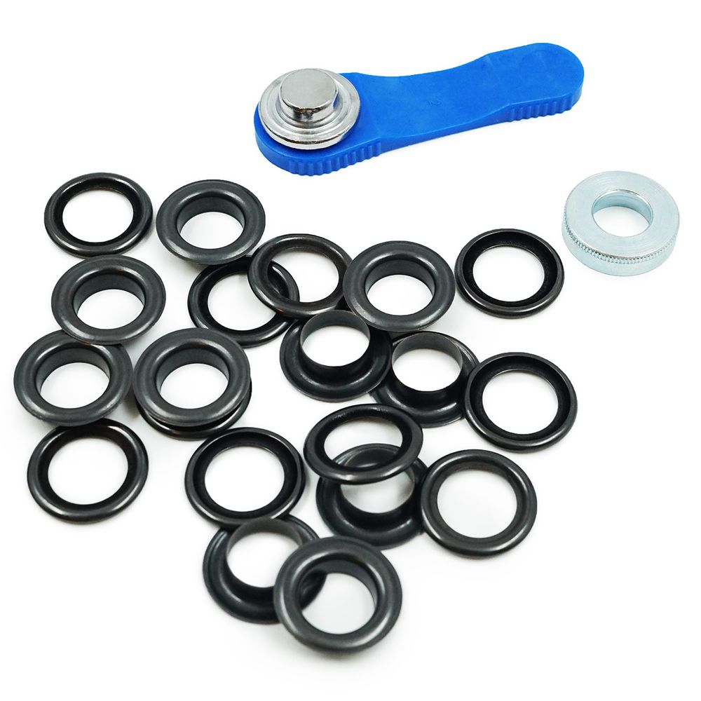 Люверсы металл ⌀14.0 мм (внутр.) с инструментом для установки, черный, Prym, 10 шт