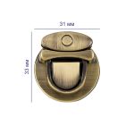 Замок для сумки 33х31 мм, 5 шт, под бронзу, Gamma LBZ-7B