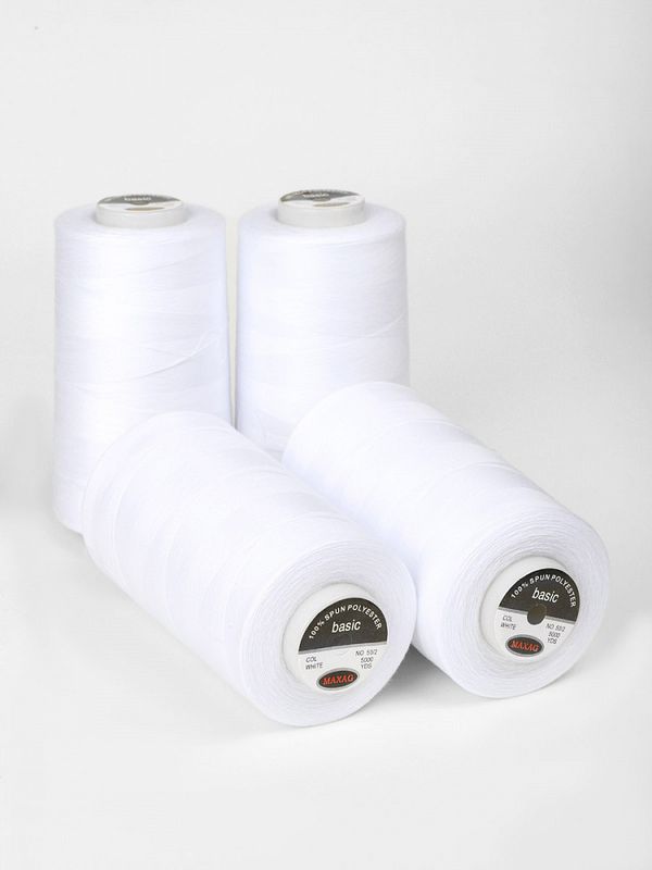 Нитки швейные Max 50/2, 4570 м (5000 ярд), 001 белый / 4 бобины
