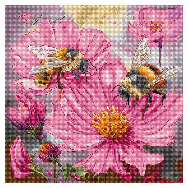 Набор для вышивания нитками LetiStitch L9933, Медовые цветы 23х23см