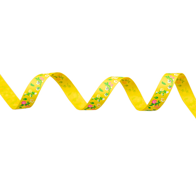 Лента репсовая (в рубчик) Цветочки маленькие 1,5см*22.86 м (желтый)