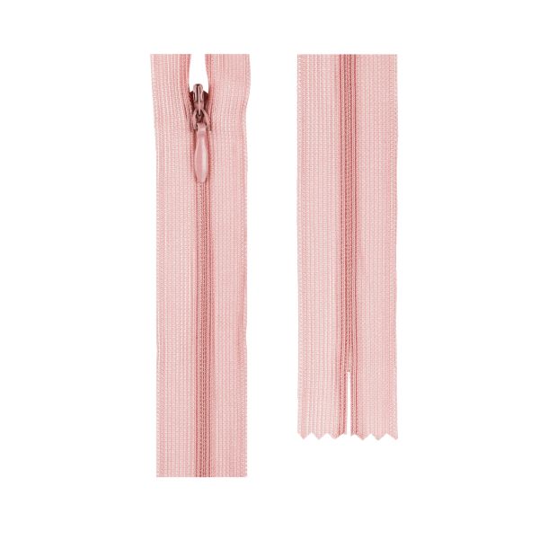 Молния спираль потайная плательная Т3 (3 мм) 1 зам., н/раз., 50 см, 10 шт, №332 св.грязно-розовый, Gamma G013P