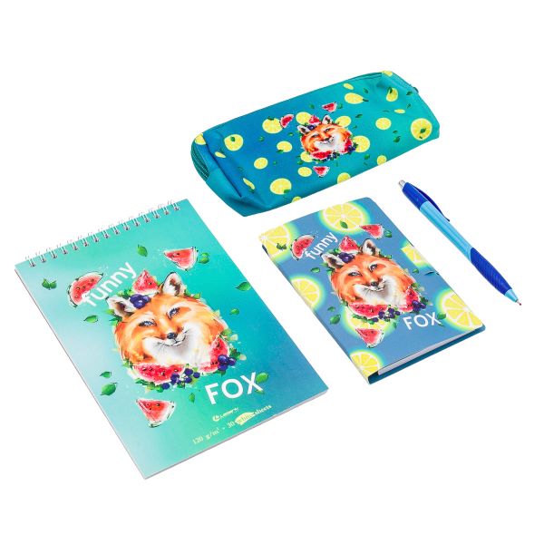 Набор подарочный Lamark Лиса с арбузами: скетчбук 120 г/м² блокнот с ручкой, косметичка, LAMARK01