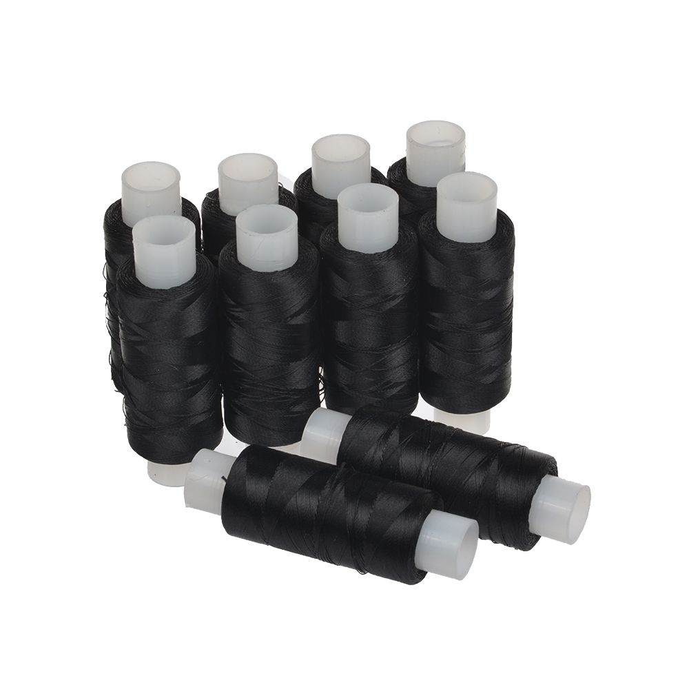 Нитки шелк искусственный черный 10 катушек 200м