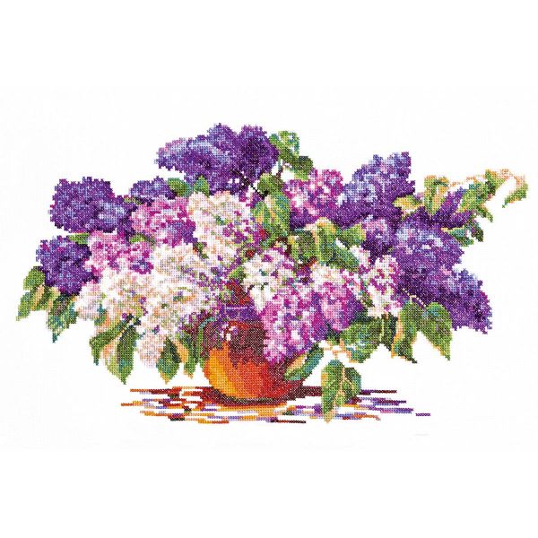 Набор для вышивания нитками Чудесная игла, Букет сирени, 40х23 см