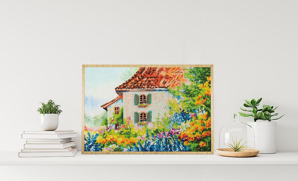 Алмазная (кристальная) мозаика Фрея, Домик в деревне, 45х30 см