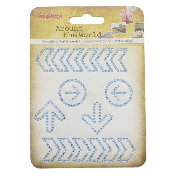 Декоративные наклейки из страз Указатели, стрелочки, голубые, SCB250001065