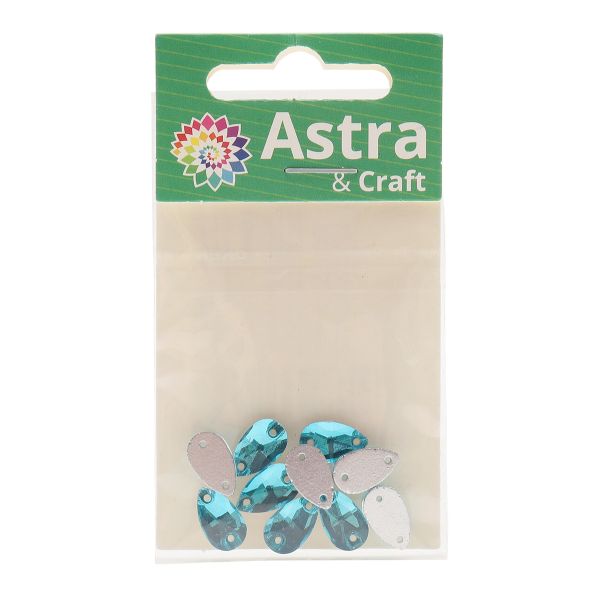 Хрустальные стразы пришивные формы капля, голубой 7х12 мм 10 шт/упак., ХК010НН712