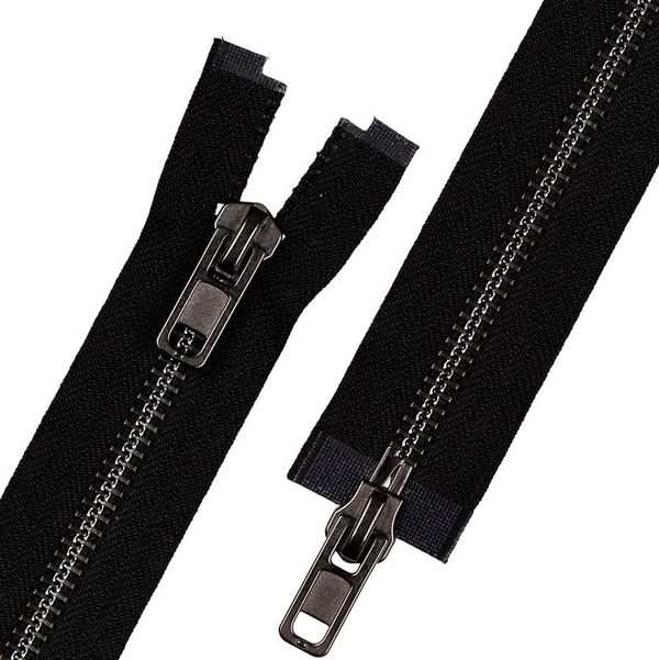 Молния металл Т8 (8 мм) 2 зам., разъем., 65 см, черн.никель, 002 черный, ZIP 8B-2 Gamma, 10 шт
