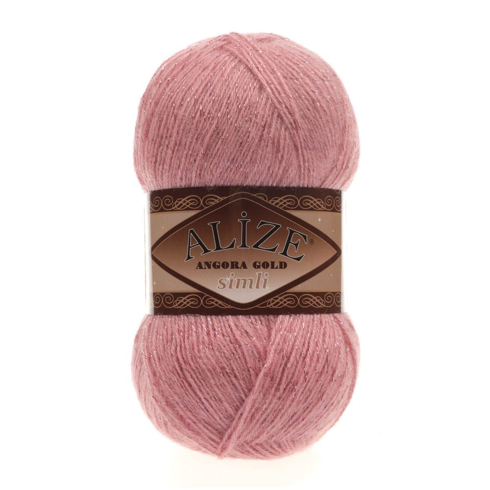 Пряжа Alize (Ализе) Angora Gold Simli / уп.5 мот. по 100 г, 500м, 144 темная пудра A