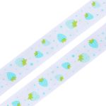 Лента репсовая (в рубчик) Землянички, 15 мм, 3м, голубой