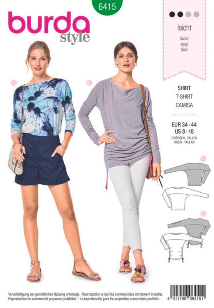 Выкройка женская блуза/топ Burda (Бурда) 6415, 1 шт