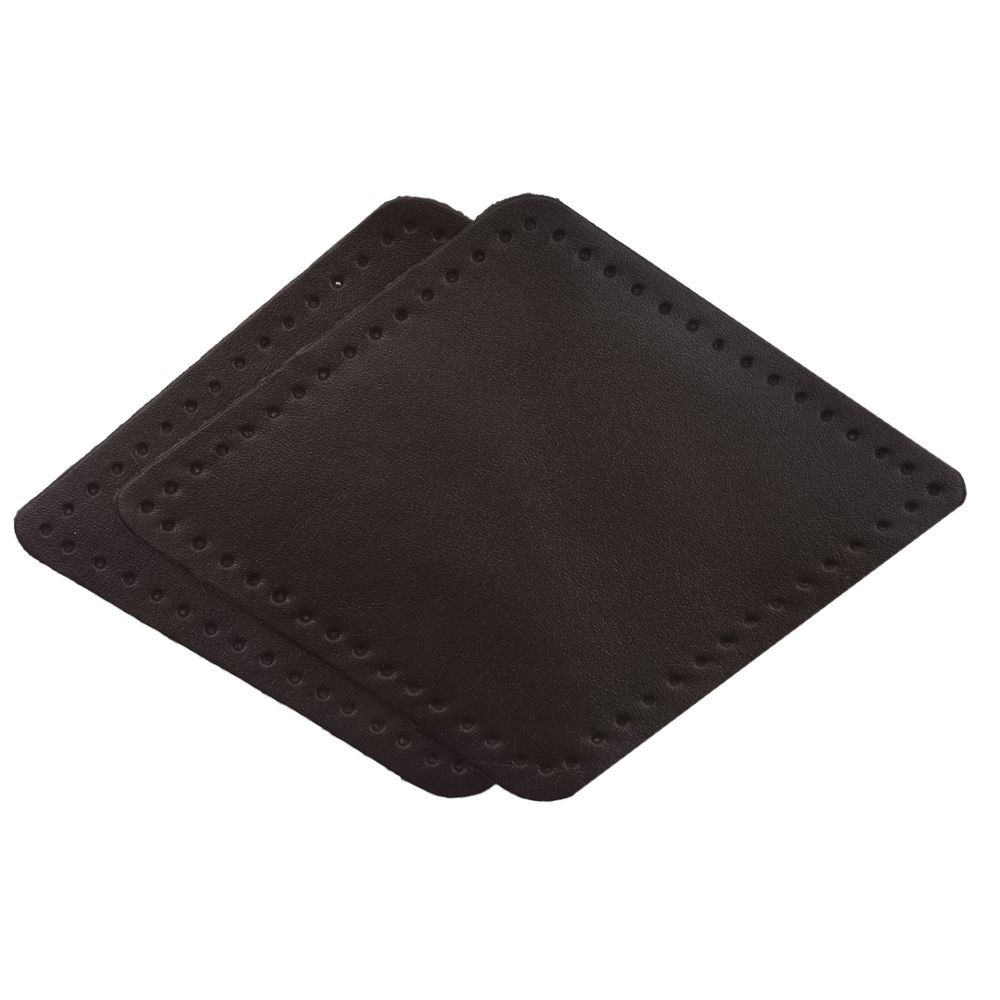 Заплатки пришивные из кожи, ромб 8х11,2см с перфорацией, 2 шт, 100% кожа, 03 темно-коричневый, 9125