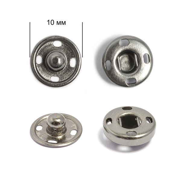 Кнопка пришивная металл ⌀10.0 мм, BJ056 цв.никель черный уп. 100 шт, TBY