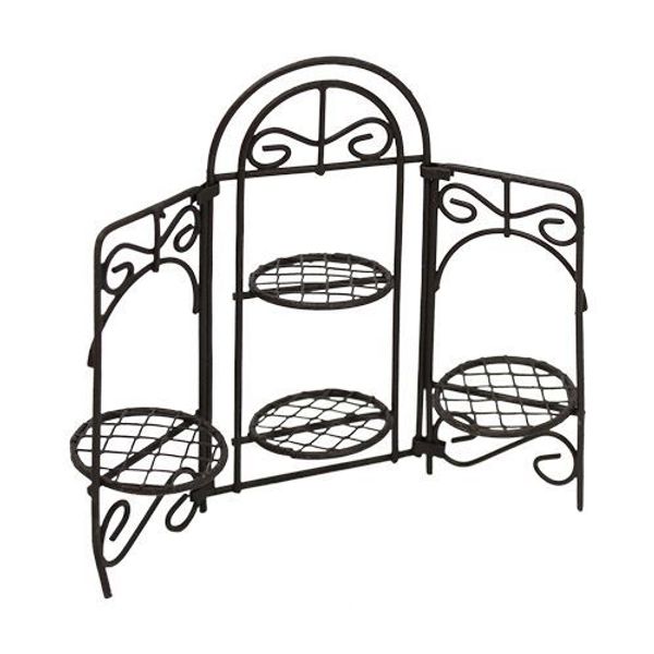 Миниатюра кукольная: Металлическая подставка для цветов, корич. 12х9см, Астра