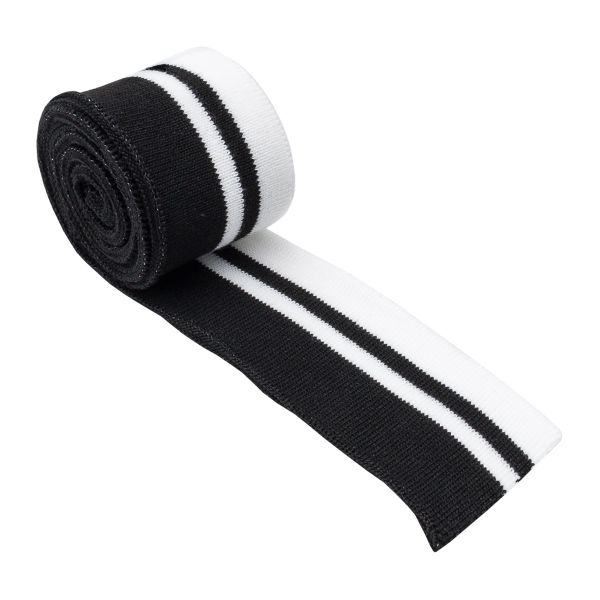 Подвяз (довяз) трикотажный 120х4 см, в полоску, цв. черно-белый, 3AR3036