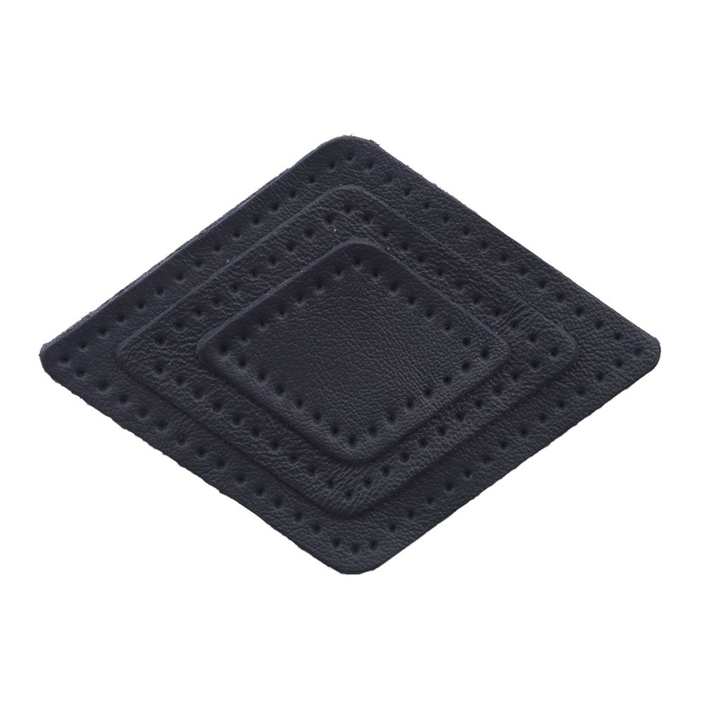 Набор заплаток пришивных из кожи, ромб 4х5,6см, 6х8,4см, 8х11,2см, с перфорацией, 3 шт (05 темно-синий), 9405