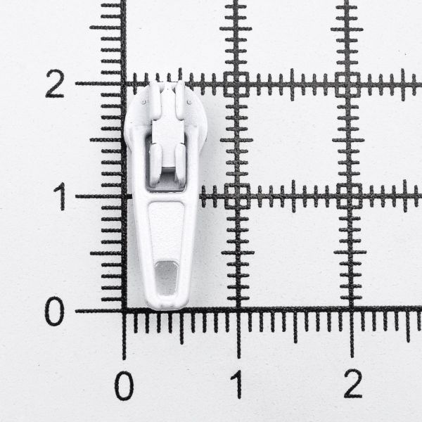 Слайдер (замок) для молнии спираль Т3 (3 мм), автомат, белый, 100 шт, 901C-020A