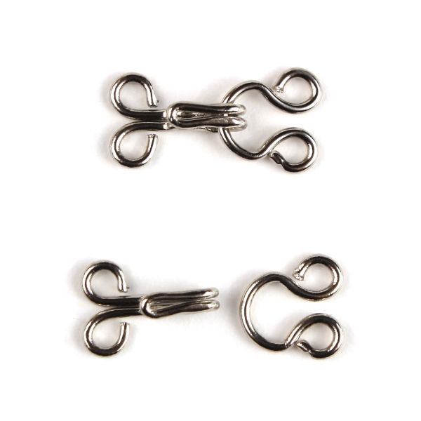 Крючки пришивные 9 мм, никель, серебристые, 14 шт, Pony