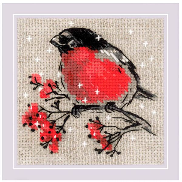 Набор для вышивания нитками Риолис, Зимний гость 10х10 см, 623637