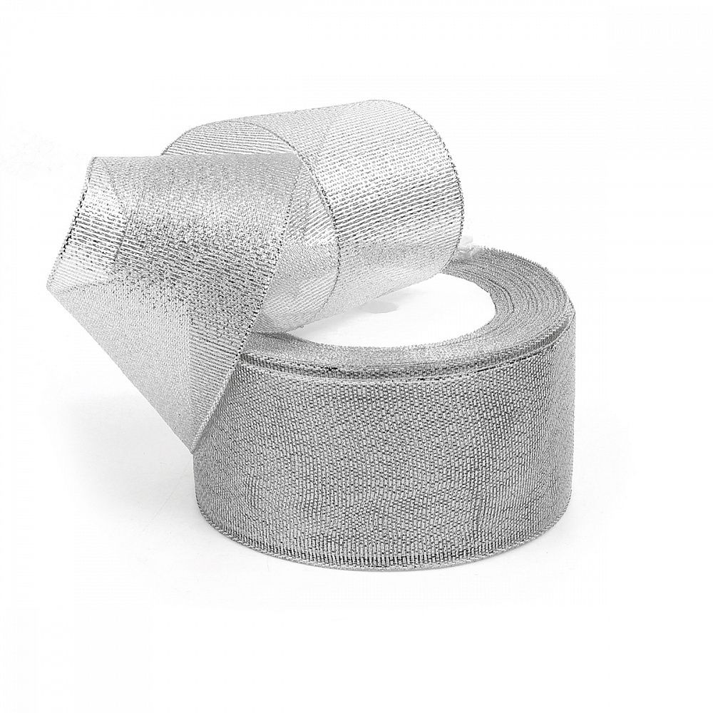 Лента металлизированная 50.0 мм / 22.85±1 метра, цв. серебро, Magic4Hobby, упак. 2 шт
