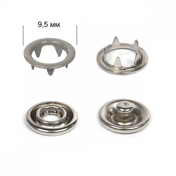 Кнопка рубашечная (джерси) открытая ⌀9.5 мм, НЕРЖ.СТАЛЬ, S204 (523) серый, 500шт, TBY