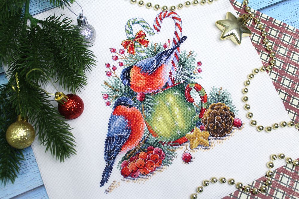 Набор для вышивания нитками МП Студия, Зимние беседы, 19х19 см