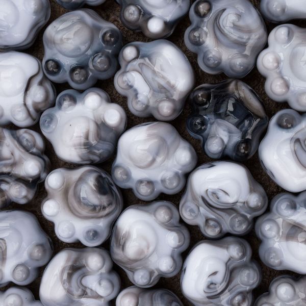 Бусины акрил 18.5х16.5х14 мм, 500 г, дымка, Кошачьи лапки, AD042 бело-черный, (7748712)7502 , Astra&Craft