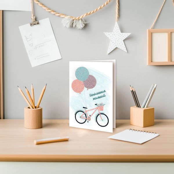 Кристальная (алмазная) мозаика Фрея ALVO-501, открытка, Велосипед, 13.5х20 см