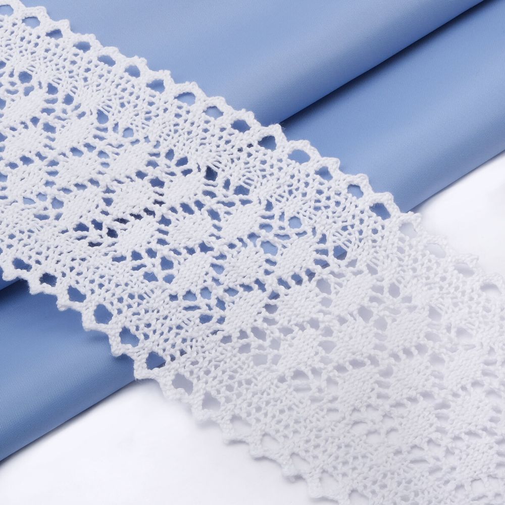 Кружево вязаное (тесьма) 85 мм / 25 метров, рис.85.01.121 белый