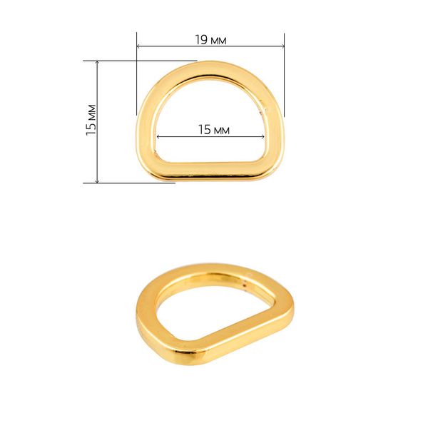 Полукольцо литое металл внутр. 15 мм (внешн. 19х15 мм), 10 шт, TBY-21501, цв. золото