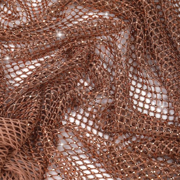 Сетка бельевая со стразами 100 г/м², шир.140 см / 13.71 метра, 2025 цв.68 бежевый /2025.68/