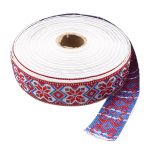 Лента (тесьма) жаккардовая 32.0 мм / 25±1 метров, рис.9624, (2 белый/красный/синий) С1853Г17