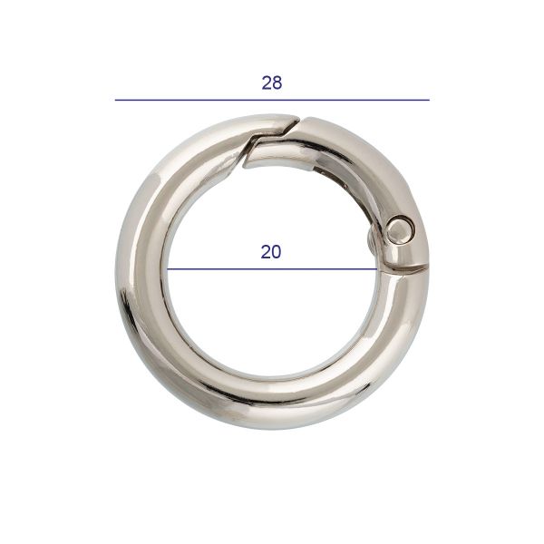 Карабин металл кольцо ⌀20.0 мм (28 мм), 10 шт, 04 никель, Gamma GH-220