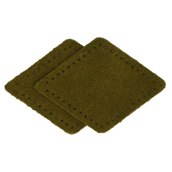 Заплатки пришивные из замши, ромб 6х8,4см с перфорацией, 2 шт, 100% кожа, 33 хаки, 59115