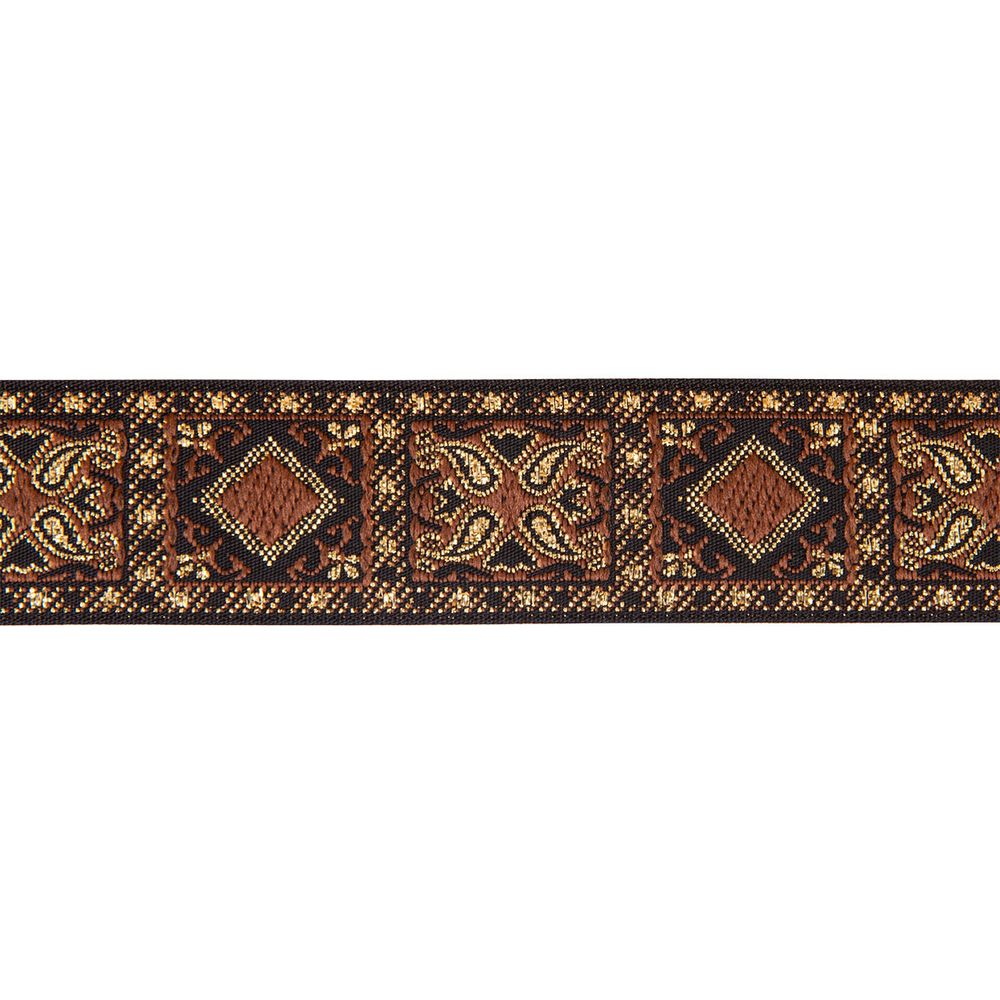 Лента (тесьма) жаккардовая 25.0 мм / 10±0.5 метров, черный/коричневый, Gamma TRJ-119(46)