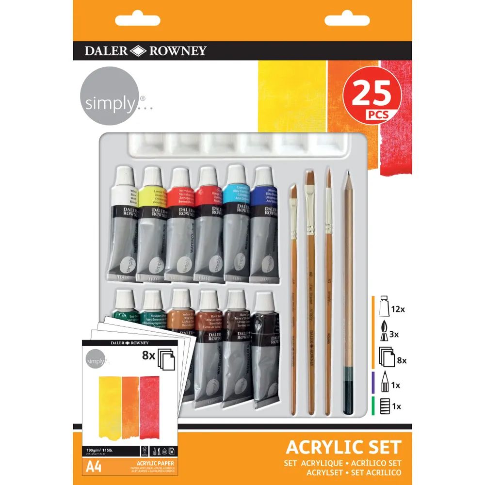 Краска акриловая Daler Rowney набор Simply 12 цв.х12 мл, Daler Rowney 126500410
