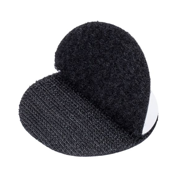 Лента контактная липучка (велкро) клеевая круг ⌀60 мм, 10 пар, черный, 6131-2080