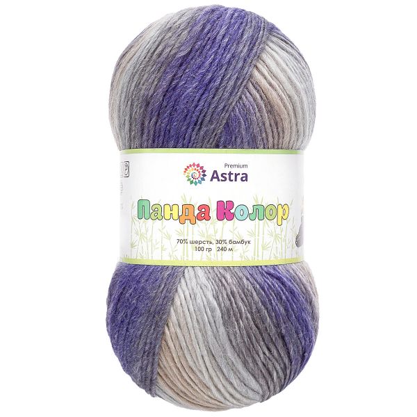 Пряжа Astra Premium (Астра Премиум) Панда Колор / уп.3 мот. по 100 г, 240 м, 01 секционный