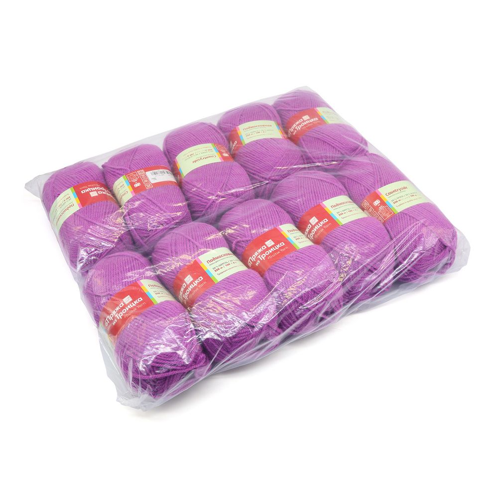 Пряжа Троицкая Подмосковная / уп.10 мот. по 100 г, 250 м, 3880 фуксия