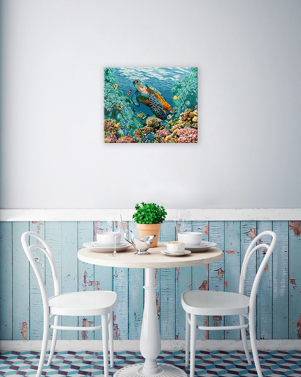 Алмазная (кристальная) мозаика Фрея ALPD-232, на подрамнике Морские обитатели, 50х40 см