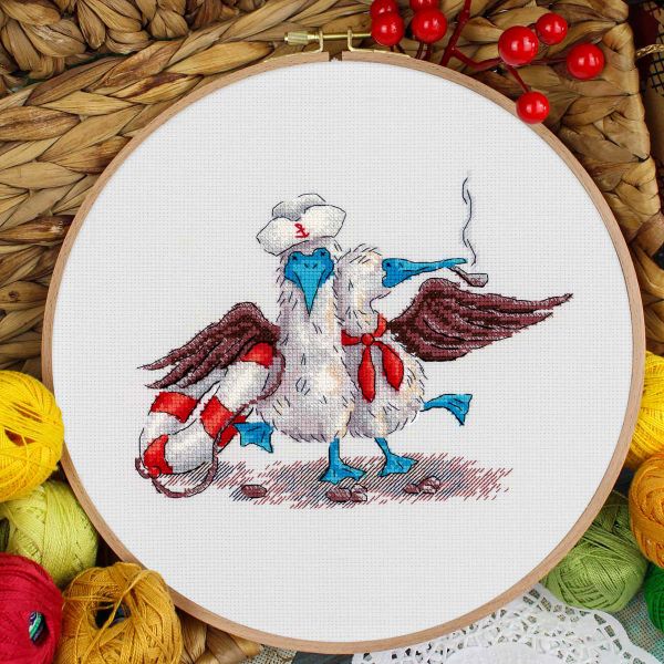 Набор для вышивания нитками МП Студия, Весёлые моряки 14х17см