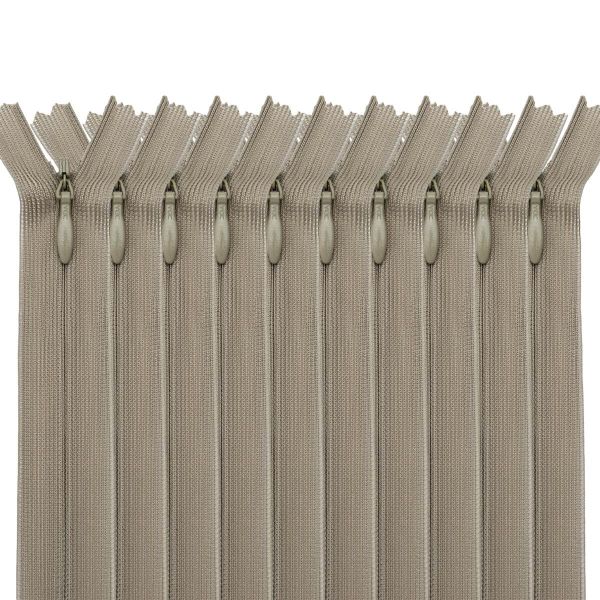 Молния потайная (скрытая) Т3 (3 мм) 1 зам., н/раз., 20 см, св.оливковый, 31207 / 20, 10 шт