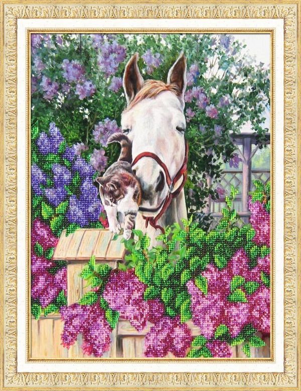 Набор для вышивания бисером Паутинка, В сиреневом саду 36х28 см