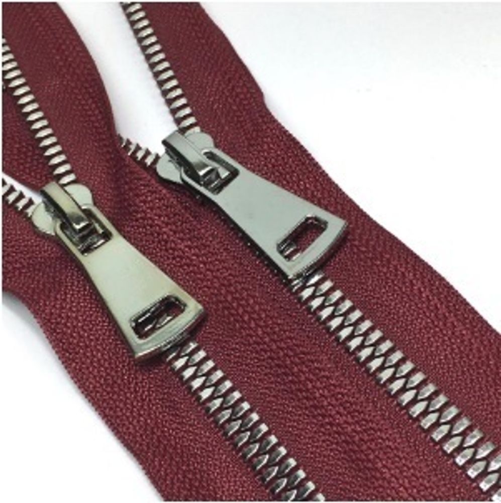 Молния трактор Т5 (5 мм) 2 зам., разъем., 85 см, никель, цв. D527 винный, Mzipp Premium, 1 шт