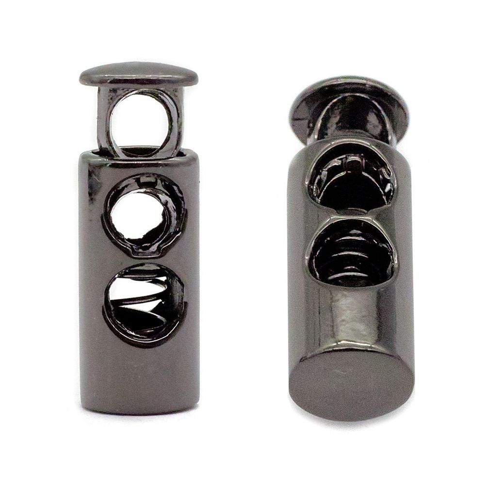 Фиксатор (стопор) для шнура металл 2 отв., 8х23 мм, черный никель, 20 шт