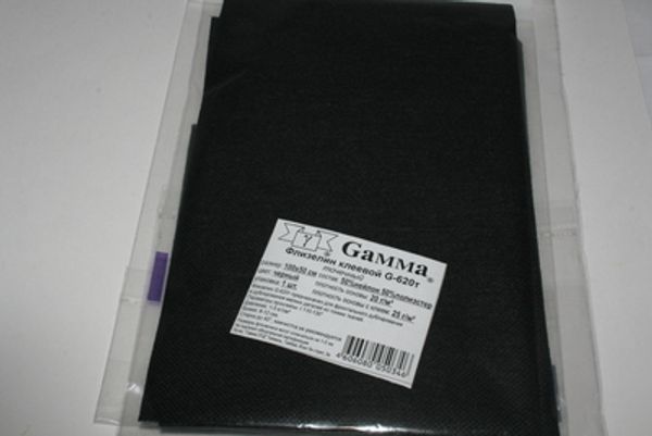 Флизелин клеевой точечный 25±2 г/м², (5 шт по 100х50 см), черный, Gamma G-620t