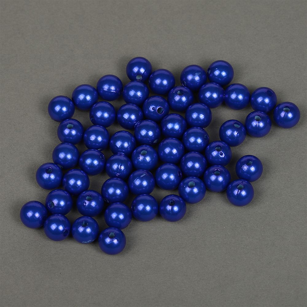 Бусины пластик (перламутр) ⌀12 мм, цв.A33 синий, уп.50г (53 шт), Magic4Hobby